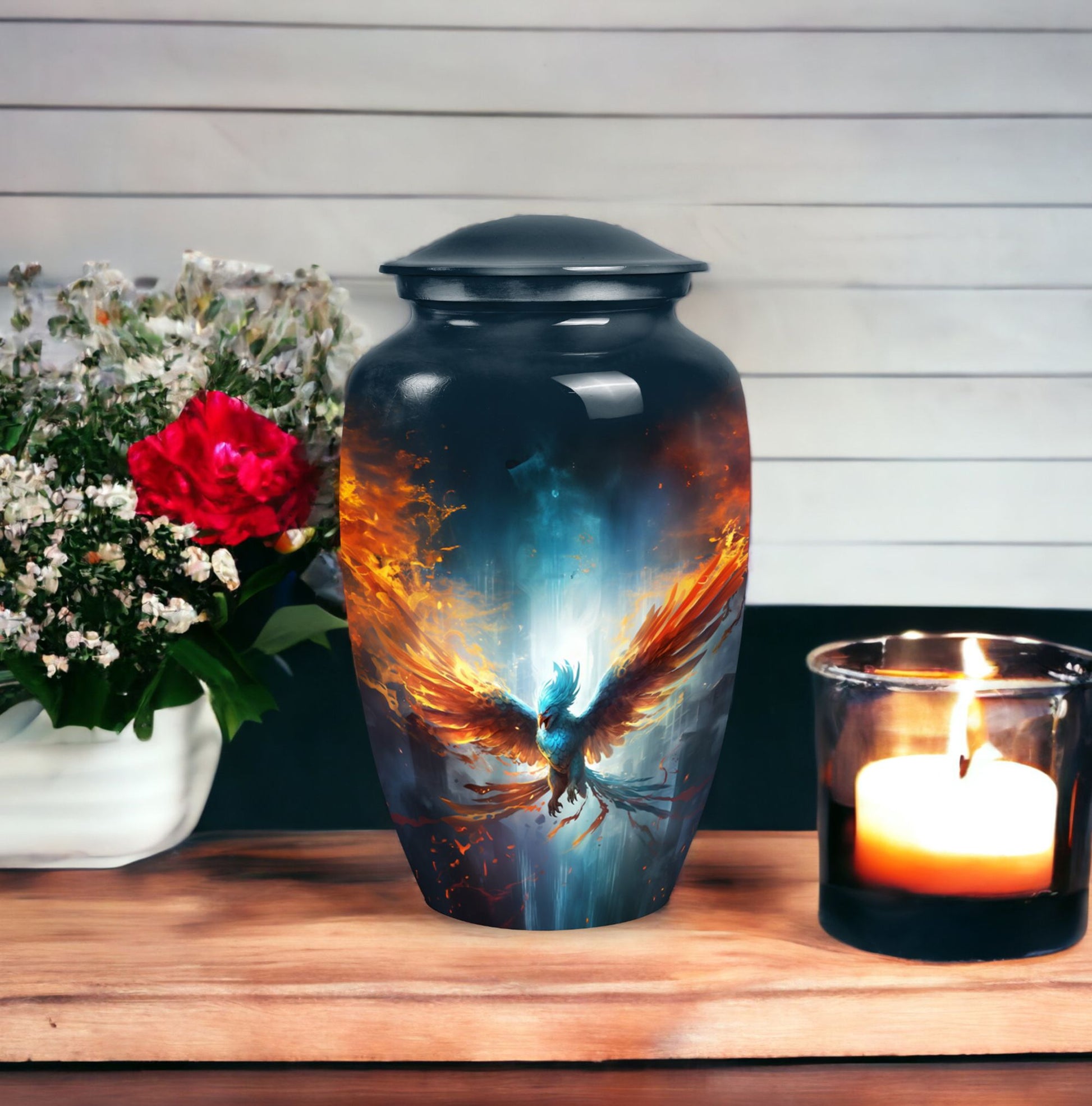 Phoenix urn, a large adult urn designed for female human ashes, suitable as a dad urn