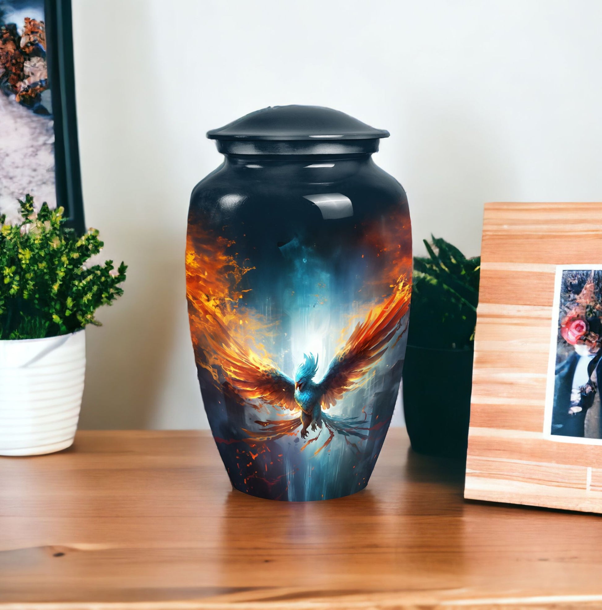 Phoenix urn, a large adult urn designed for female human ashes, suitable as a dad urn