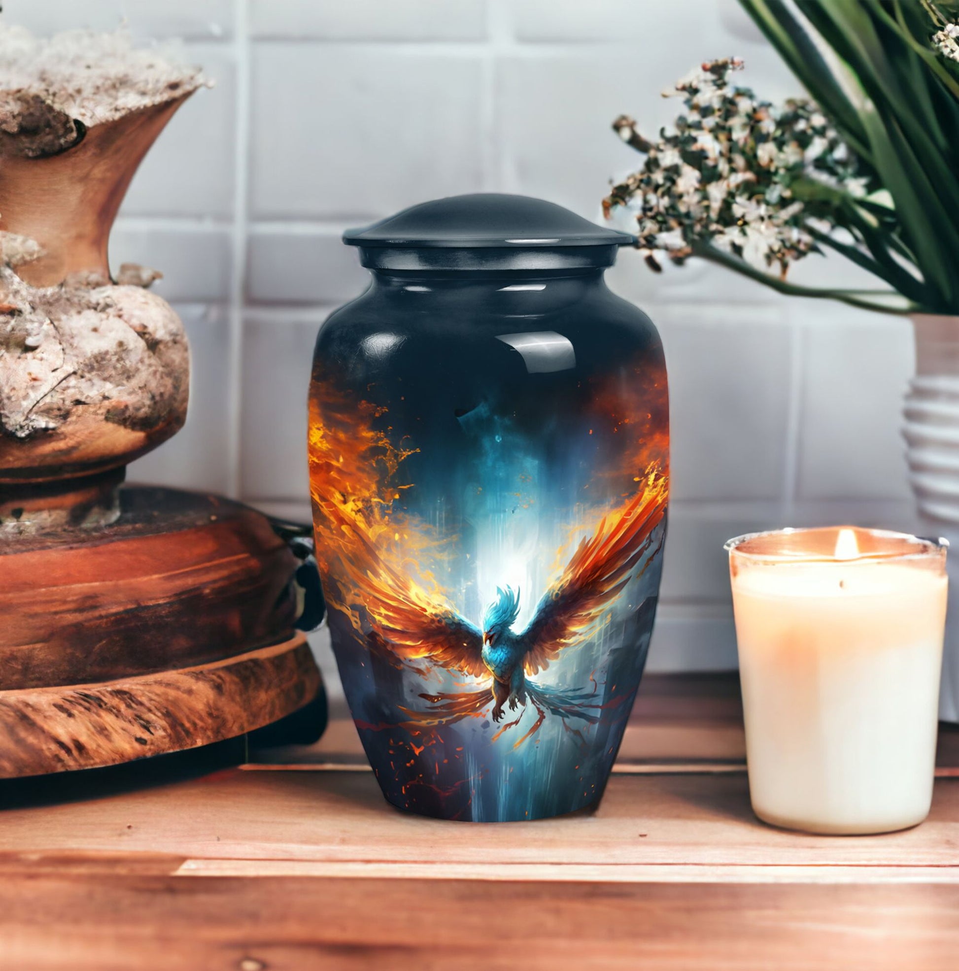 Phoenix urn, a large adult urn designed for female human ashes, suitable as a dad urn