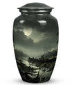 Large green Moonlit urn for cremation ashes of an adult, ideal for burial or companion use