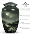 Large green Moonlit urn for cremation ashes of an adult, ideal for burial or companion use