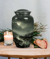 Large green Moonlit urn for cremation ashes of an adult, ideal for burial or companion use