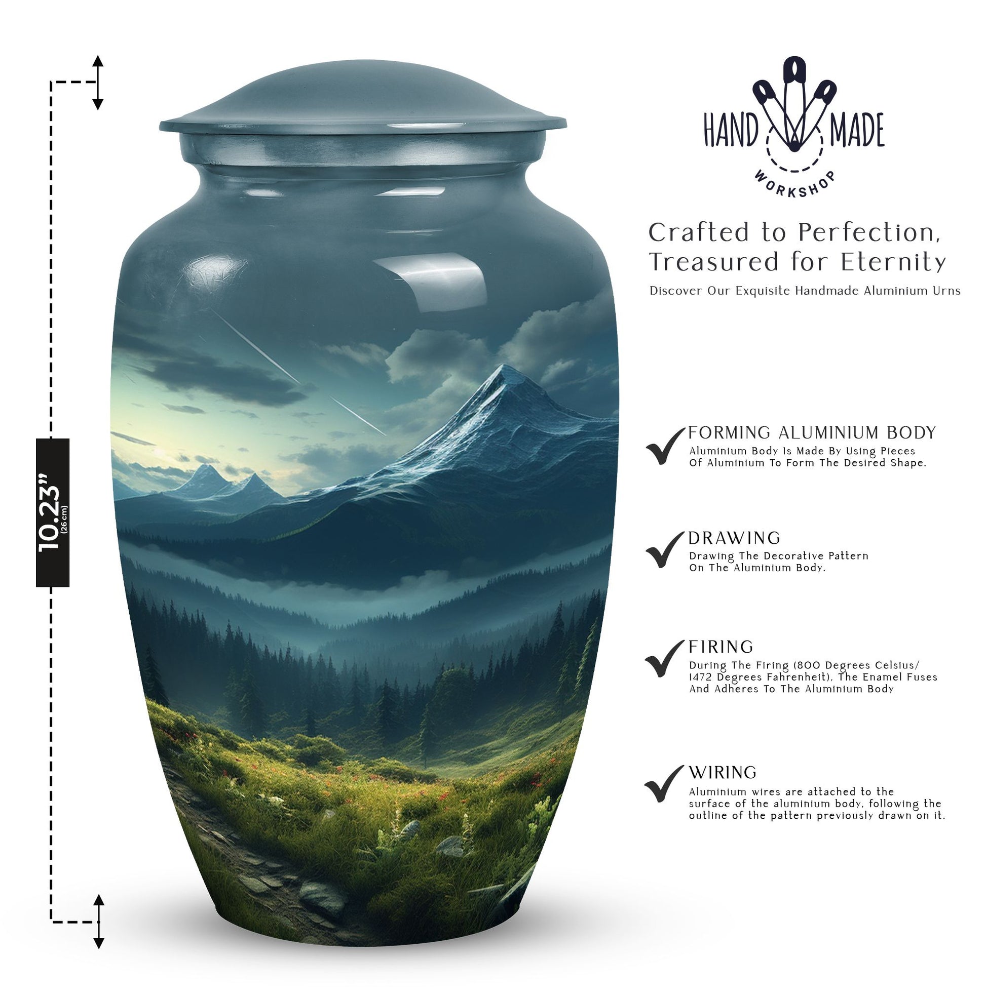 Small Mountains Urn, an elegant cremation keepsake for storing ashes, suitable for both adult men and women.