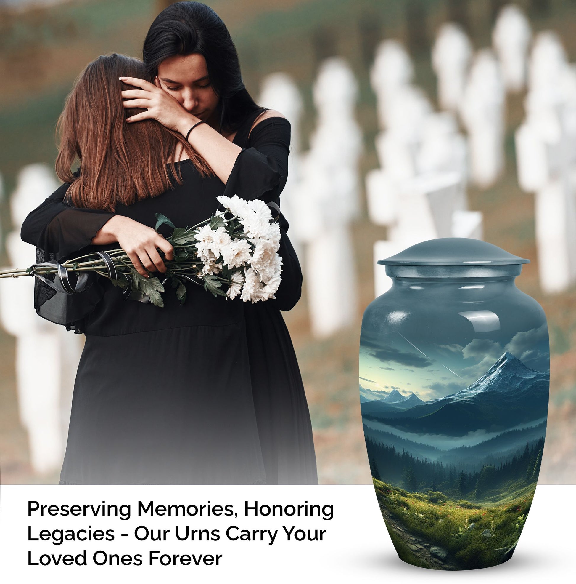 Small Mountains Urn, an elegant cremation keepsake for storing ashes, suitable for both adult men and women.