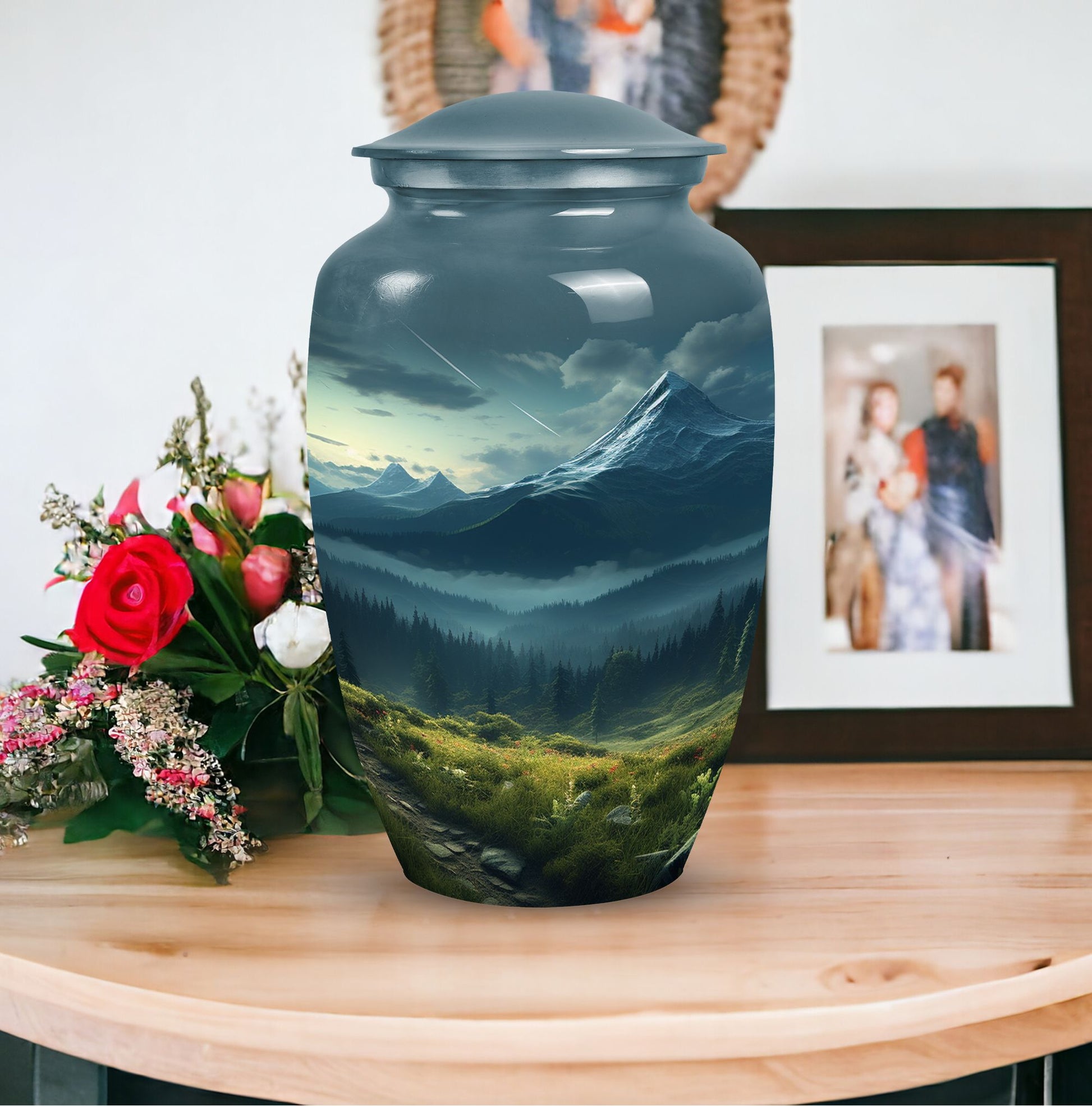 Small Mountains Urn, an elegant cremation keepsake for storing ashes, suitable for both adult men and women.