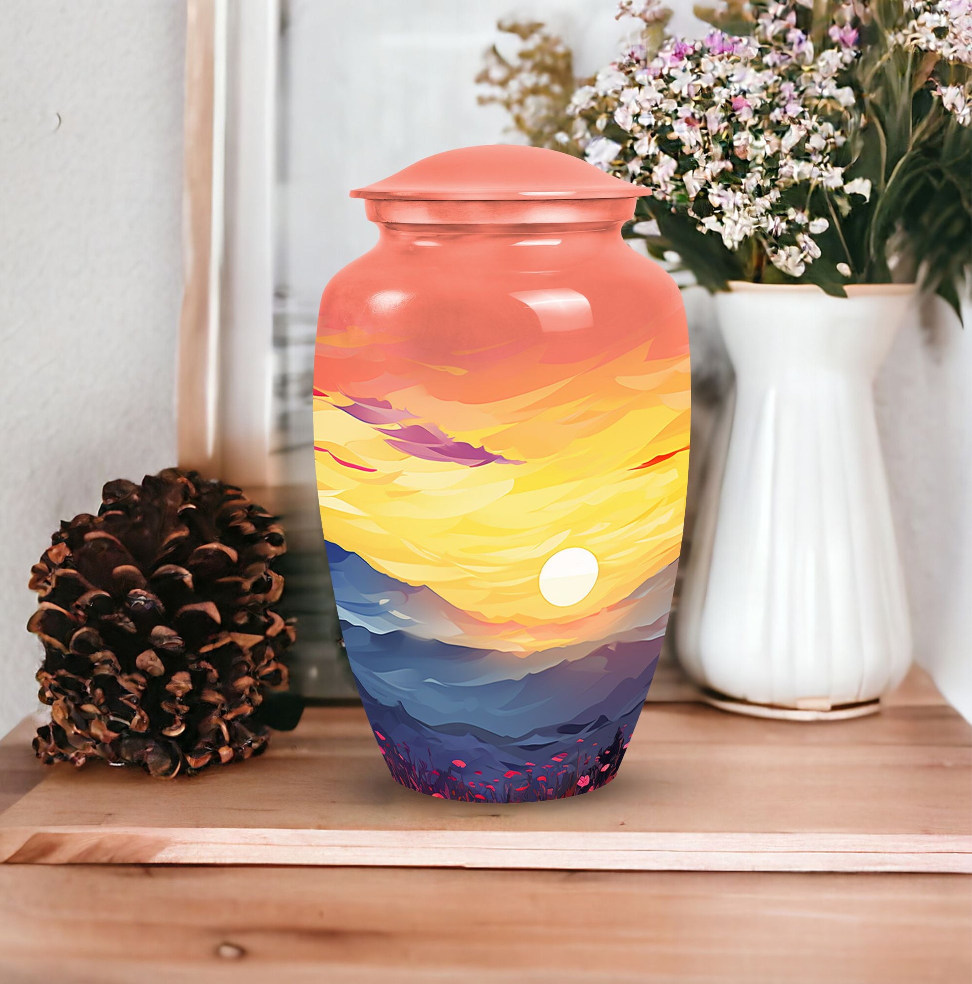 Uniquely crafted Mountains Urns for Mother's cremation ashes, ideal as Memorial Day Gifts