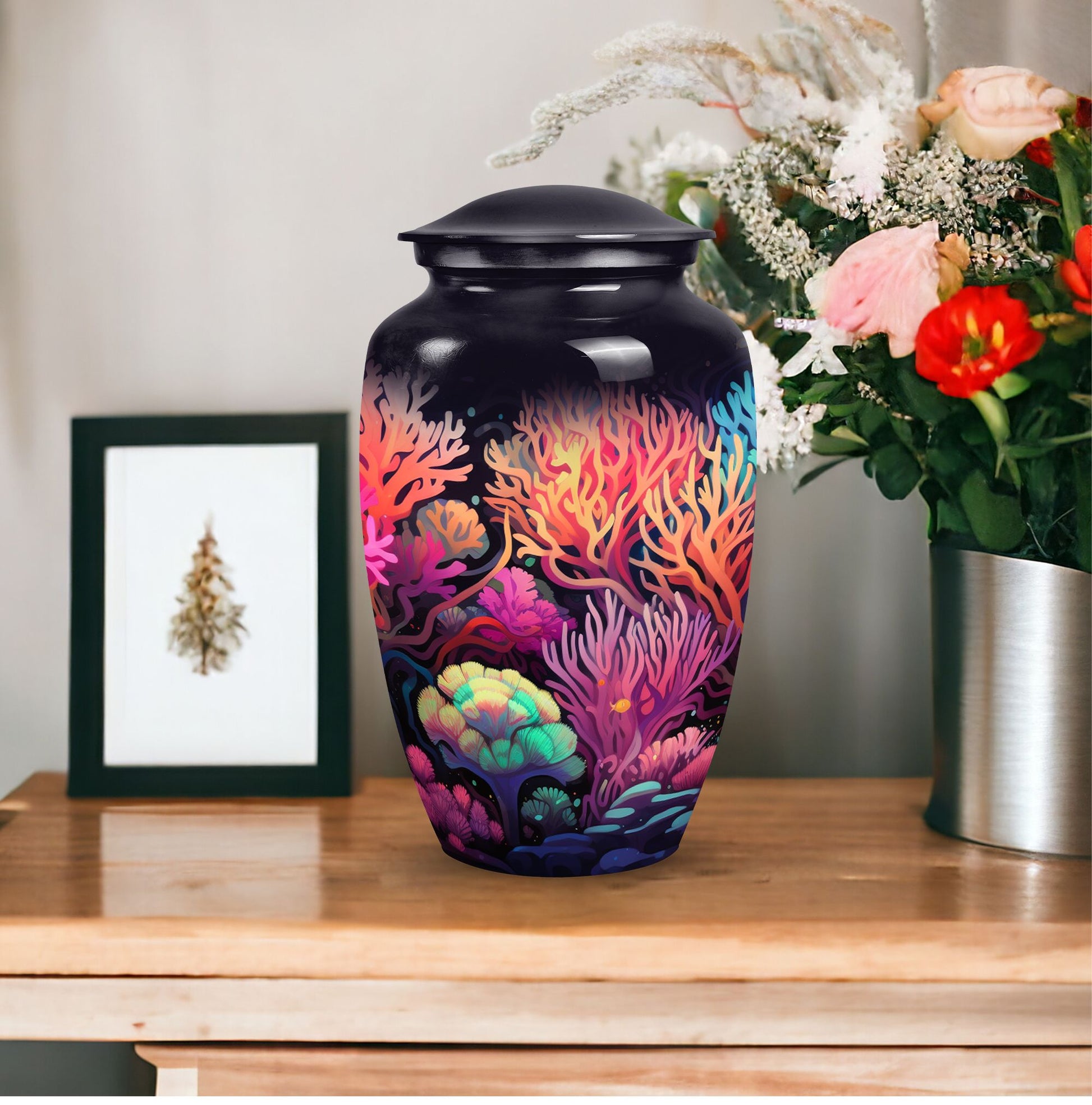 Aluminium Monar_Urn, large Mountains Cremation Urns for men and women with engraving option, suitable for 200 cubic inches of ashes.