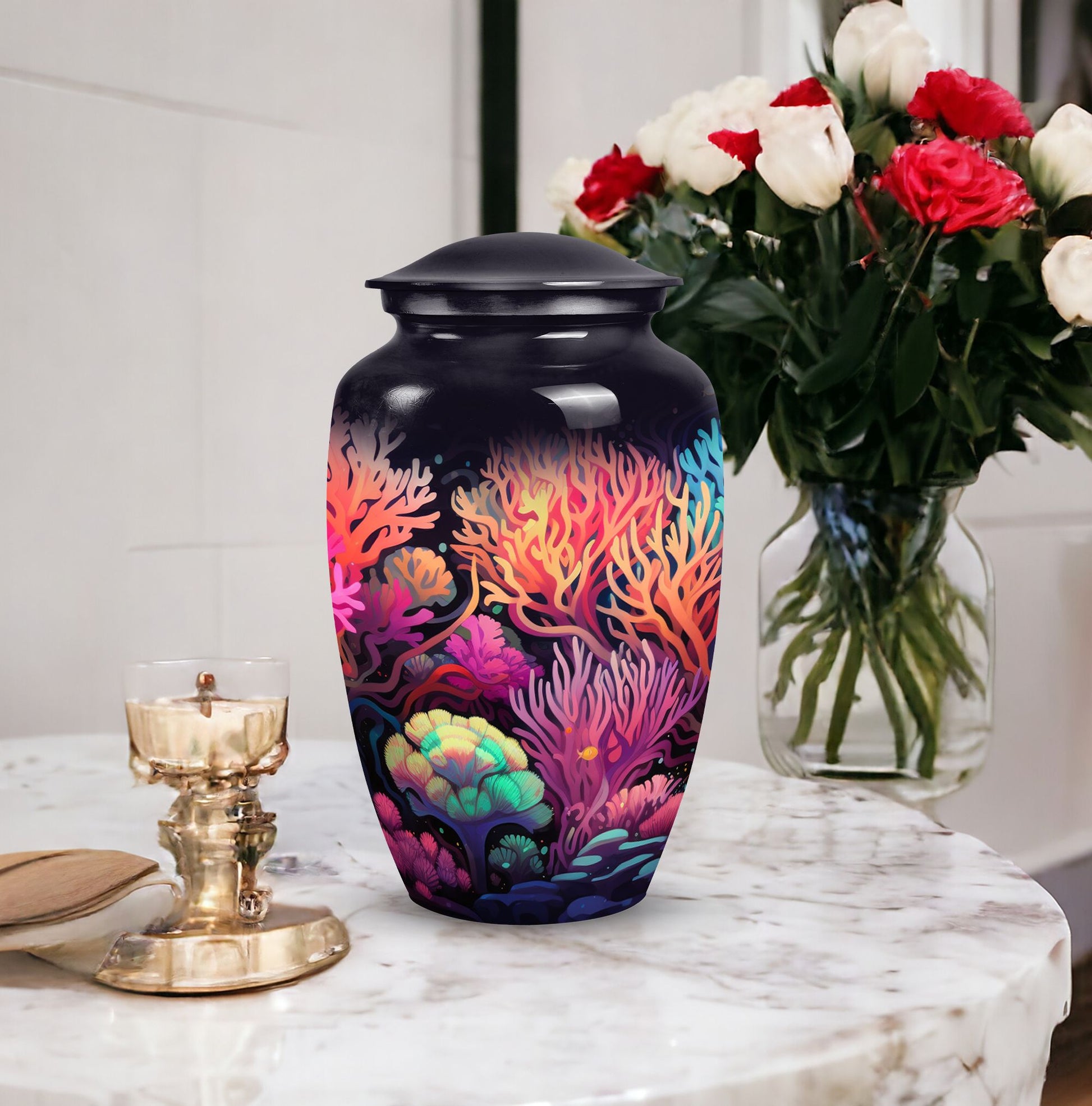 Aluminium Monar_Urn, large Mountains Cremation Urns for men and women with engraving option, suitable for 200 cubic inches of ashes.