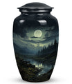 Large moonlit funeral urn designed for adult male ashes, perfect for burial in ground