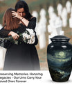 Large moonlit funeral urn designed for adult male ashes, perfect for burial in ground