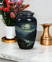 Large moonlit funeral urn designed for adult male ashes, perfect for burial in ground