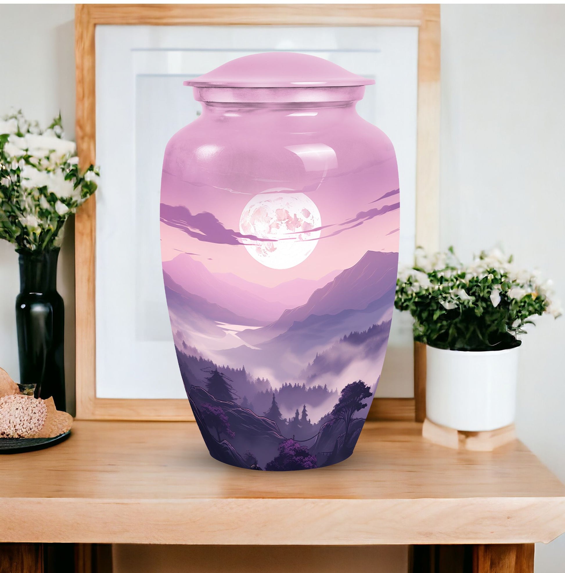 Large Mountains urn suitable for adult male burial or storing human ashes, ideal for burial in ground