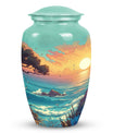 Blue sunset cremation urn showcasing its unique design, ideal for funeral, burial or decorative use