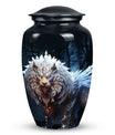 Lion themed black urn, perfect for human ashes, blend of perfect urn decoration, ideal for adult male and medium size