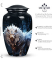 Lion themed black urn, perfect for human ashes, blend of perfect urn decoration, ideal for adult male and medium size