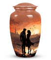 Sunset-themed cremation urn for couples, usable as a memorial urn for women, dad, or any adult human ashes