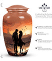 Sunset-themed cremation urn for couples, usable as a memorial urn for women, dad, or any adult human ashes