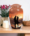 Sunset-themed cremation urn for couples, usable as a memorial urn for women, dad, or any adult human ashes