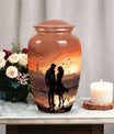 Sunset-themed cremation urn for couples, usable as a memorial urn for women, dad, or any adult human ashes