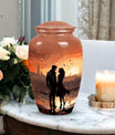 Sunset-themed cremation urn for couples, usable as a memorial urn for women, dad, or any adult human ashes