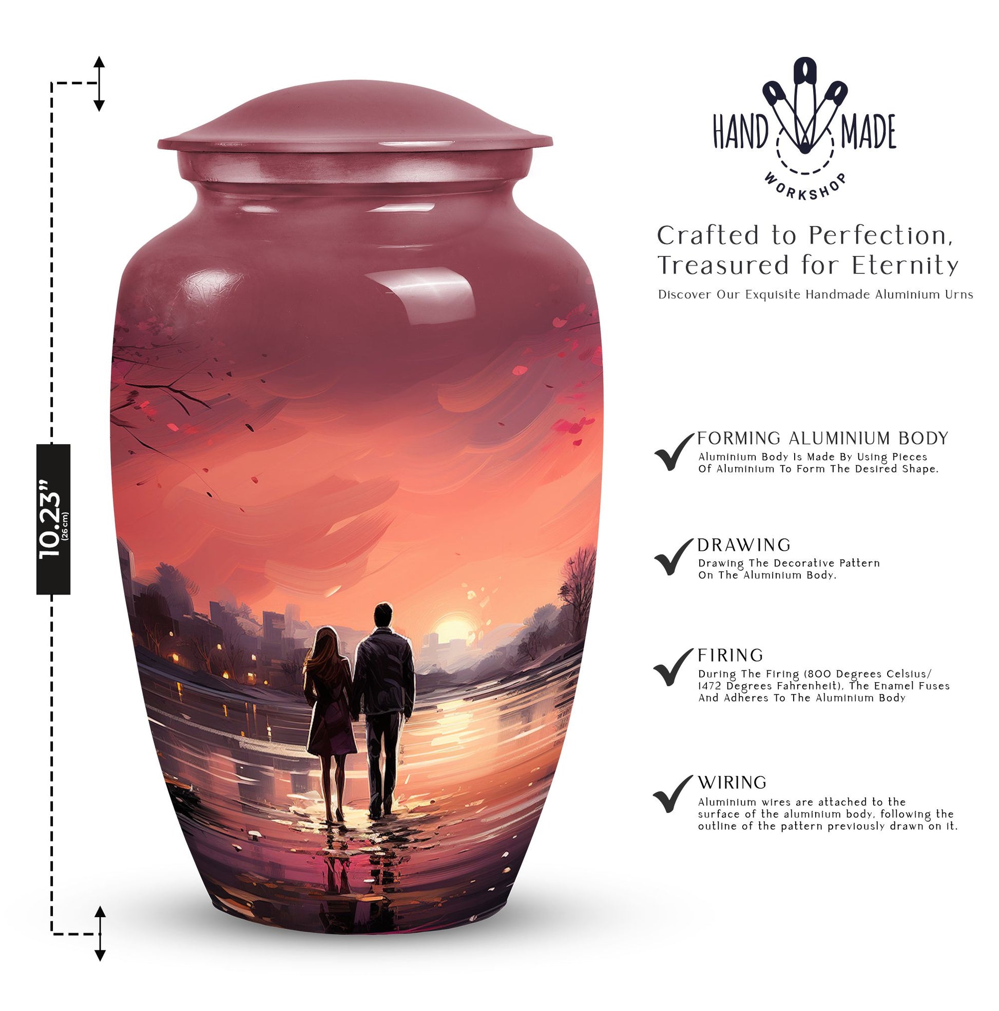 Elegant and sizable couples urn designed for preserving adult male human ashes as a timeless memorial