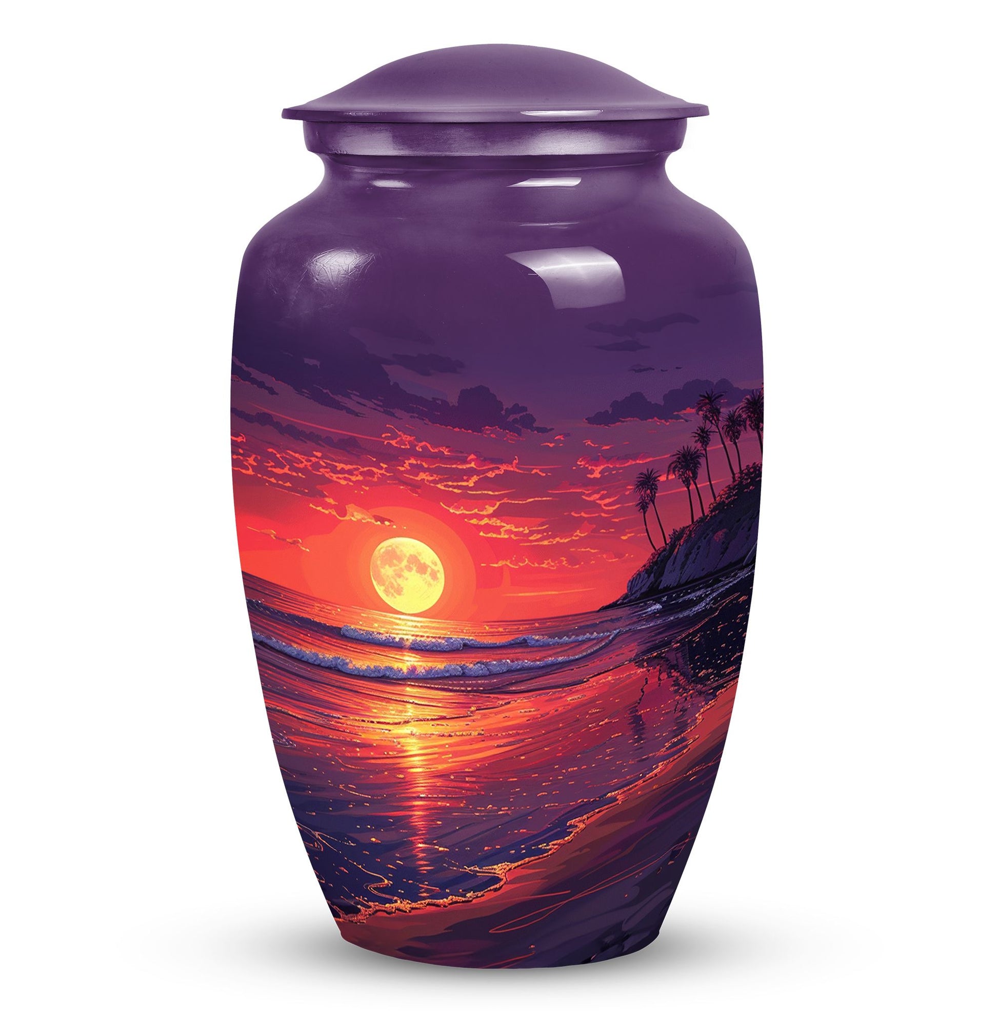 Purple beach urn for human ashes, suitable for adult male, a large ashes holder and funeral urn