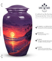 Purple beach urn for human ashes, suitable for adult male, a large ashes holder and funeral urn