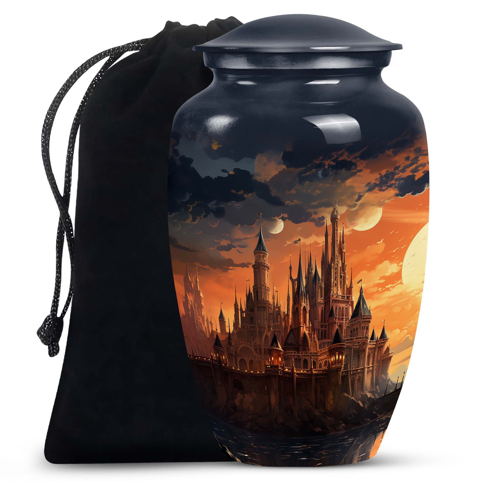 Image of 'The Twilight Castle', adult size cremation urn designed for women's ashes