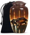 Classic car urn in golden era glow finish for adult cremation and ashes keepsake