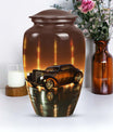 Classic car urn in golden era glow finish for adult cremation and ashes keepsake