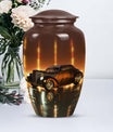 Classic car urn in golden era glow finish for adult cremation and ashes keepsake