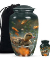 Dawn Flower Duckling - Duck Urn Large Memorial, Funeral Urn For Ashes