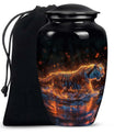 Fiery Rain Stride - Tiger Urn Memorial, Funeral Cremation Urn For Ashes