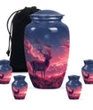 Crimson Twilight Vigil - Deer Urn Memorial, Funeral Cremation Urn