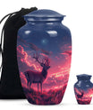 Crimson Twilight Vigil - Deer Urn Memorial, Funeral Cremation Urn
