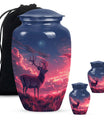 Crimson Twilight Vigil - Deer Urn Memorial, Funeral Cremation Urn
