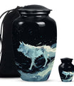 Wolf Wanderlust - Wolf Urn Memorial, Funeral Cremation Urn For Ashes