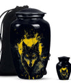 Electric Lupine - Wolf Urn Memorial, Funeral Cremation Urn For Ashes
