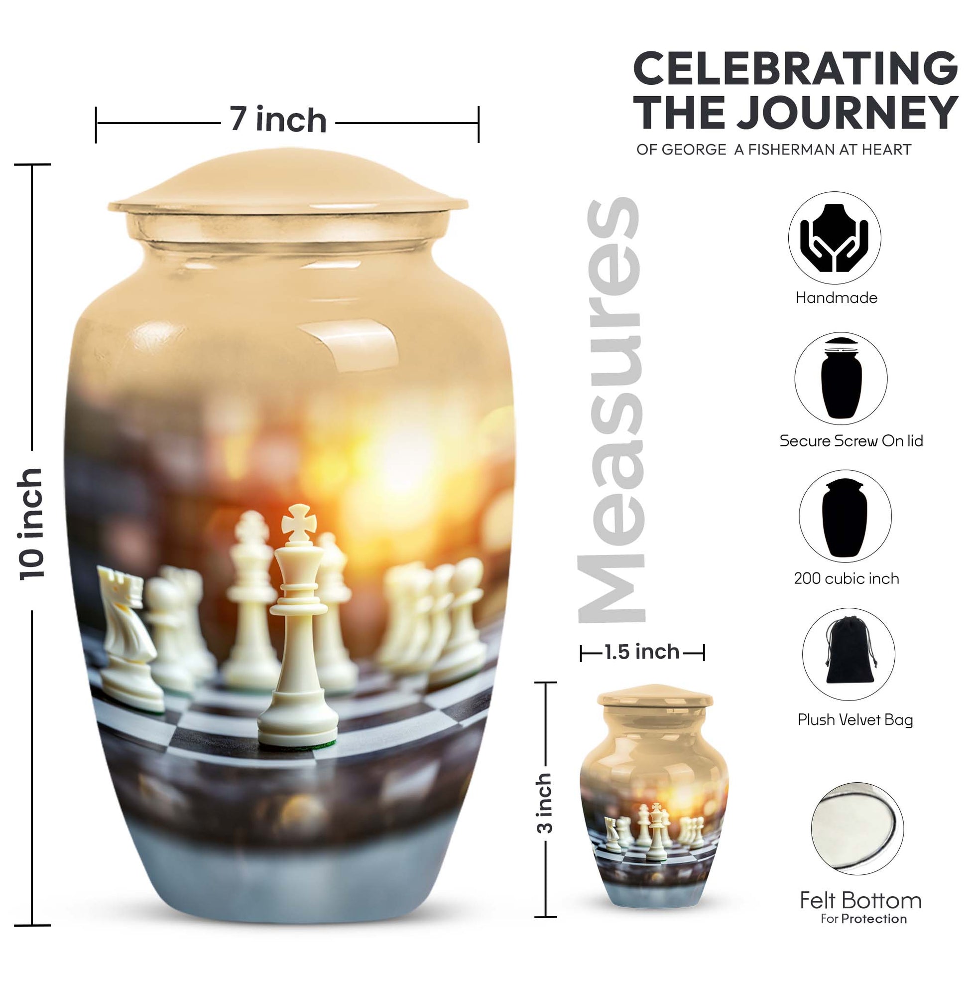 10-inch Chess themed classic urn