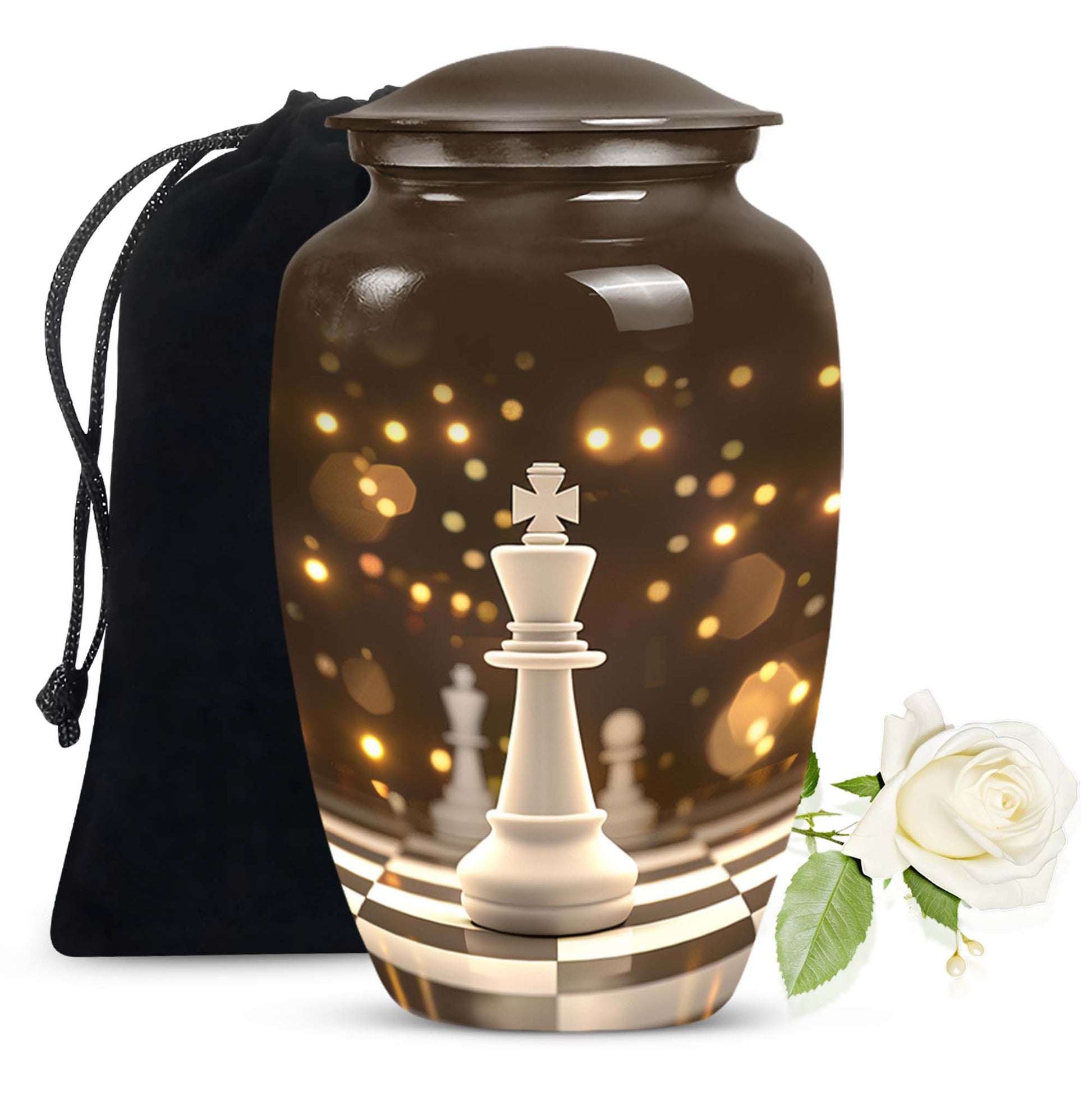 Classic Chess-themed urn.