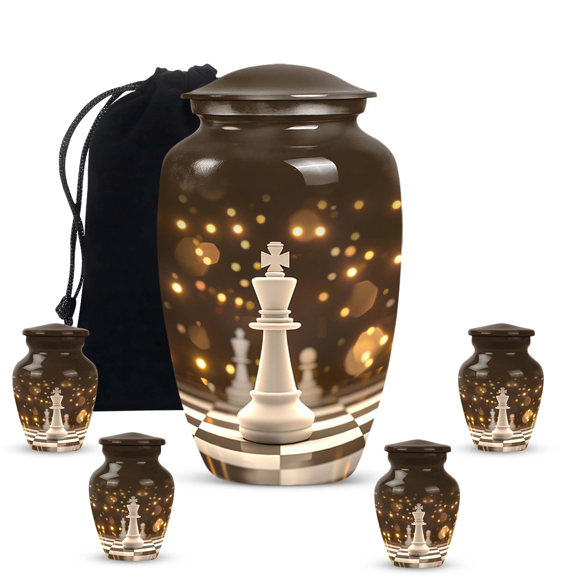 Classic Chess-themed urn.