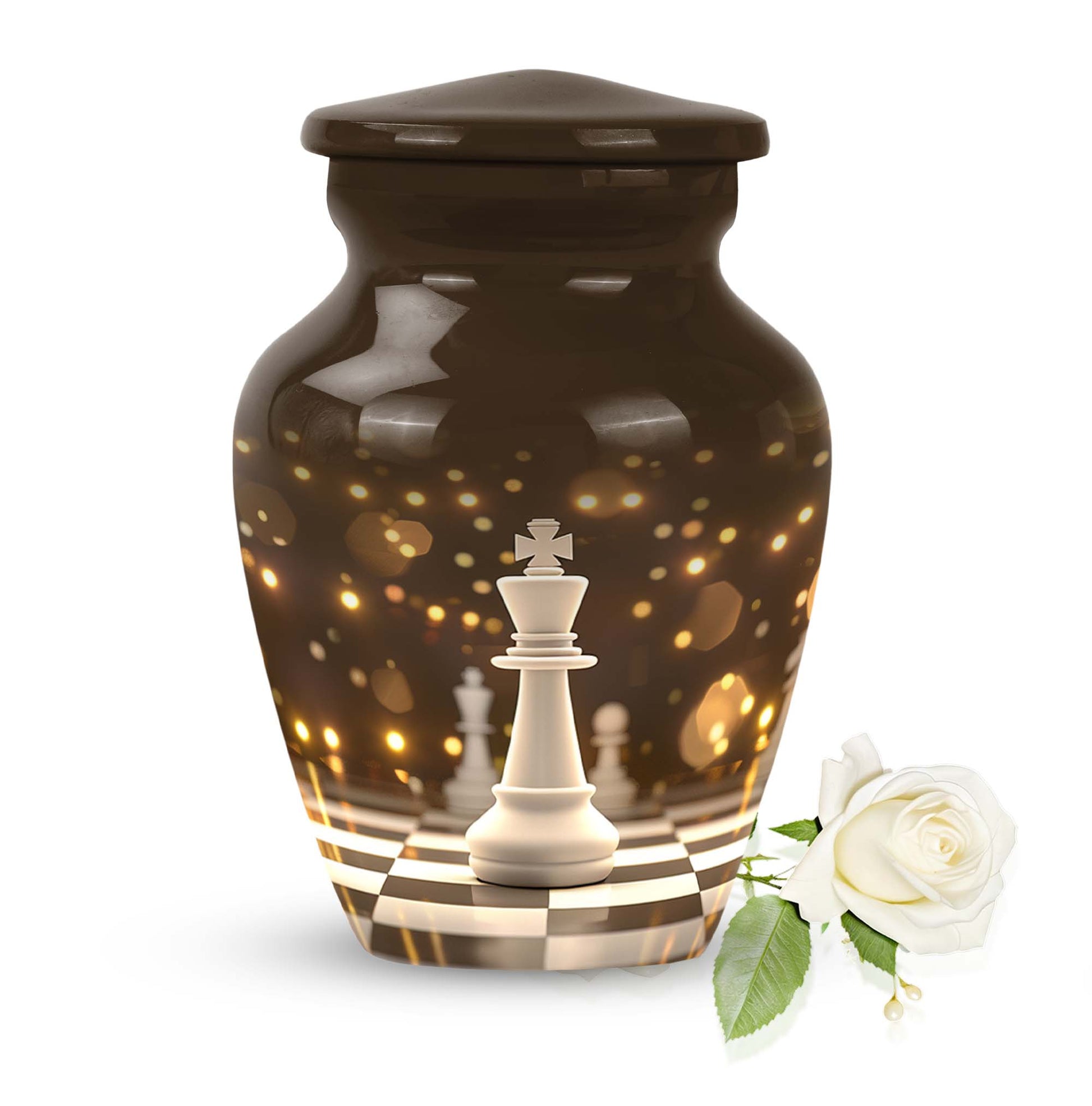 Classic Chess-themed urn.