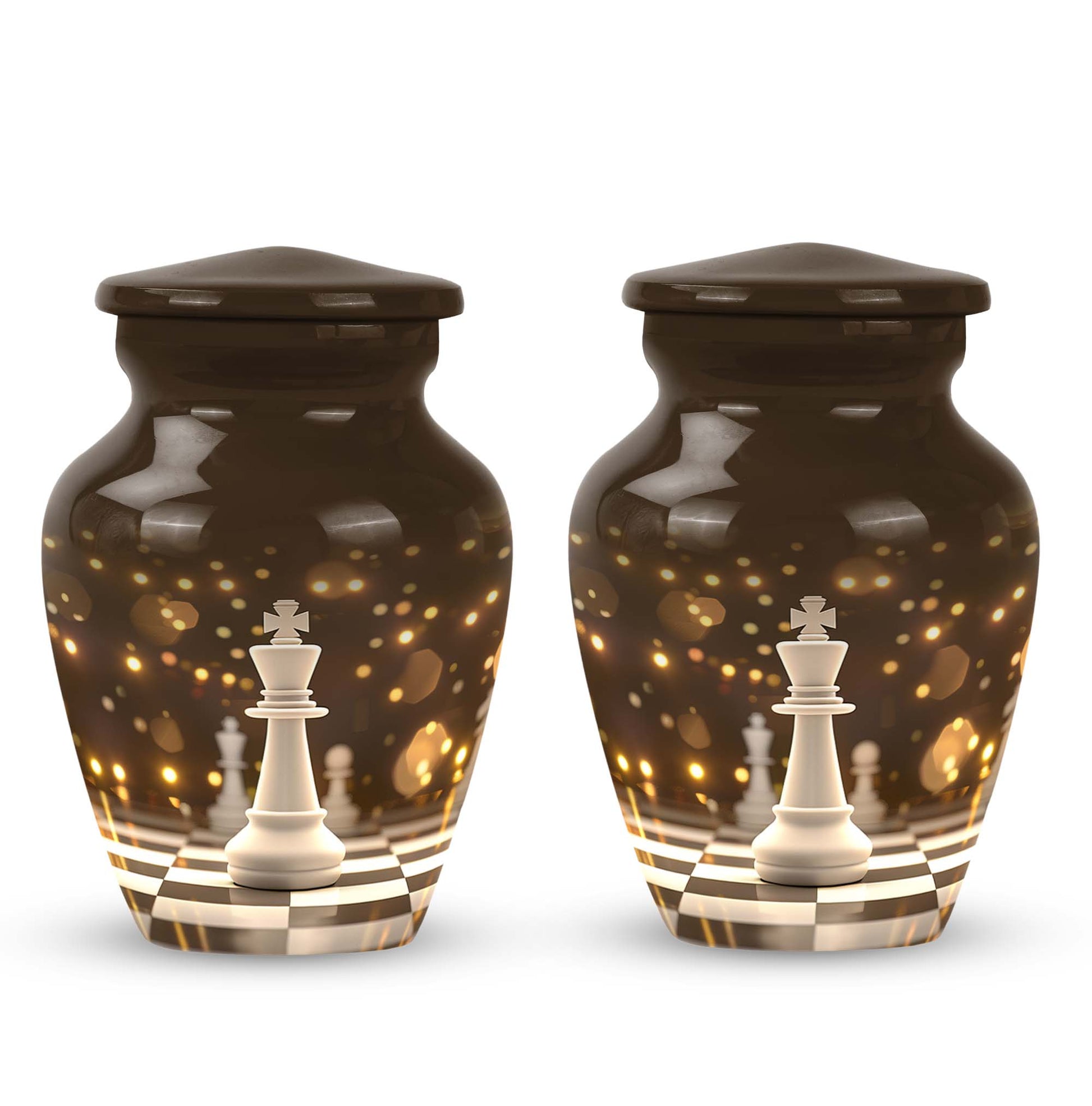 Classic Chess-themed urn.