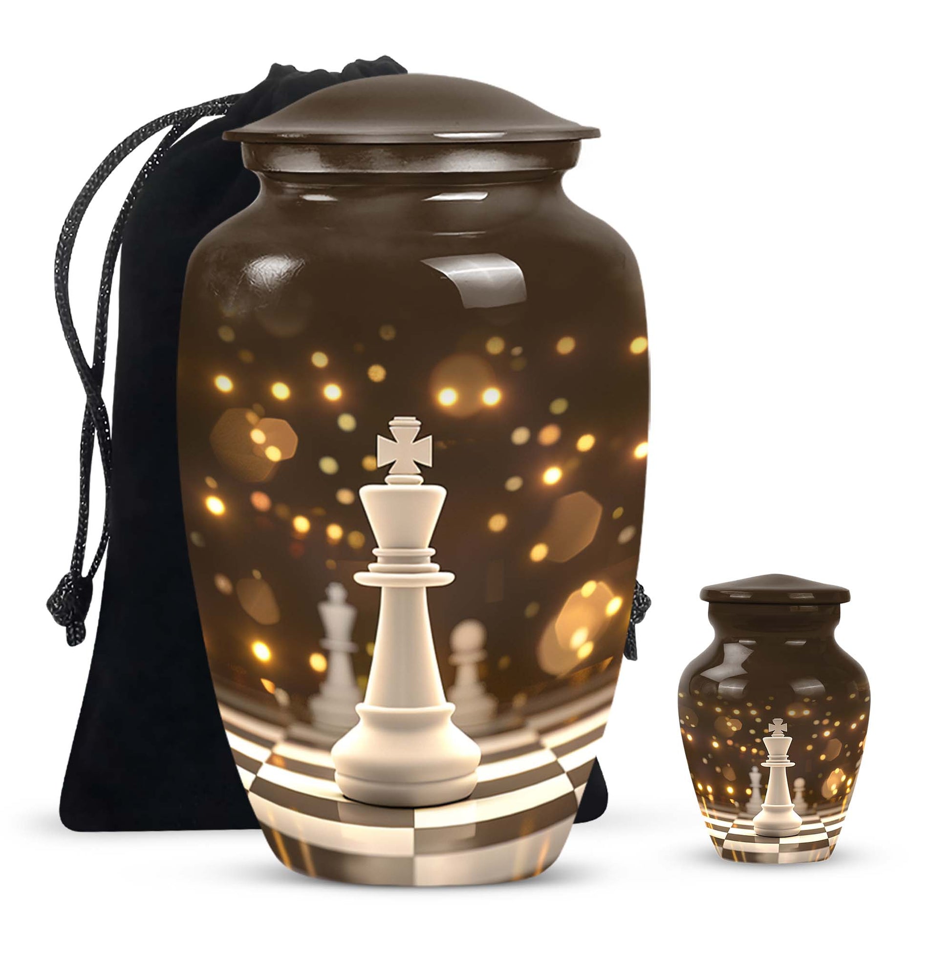 Classic Chess-themed urn.