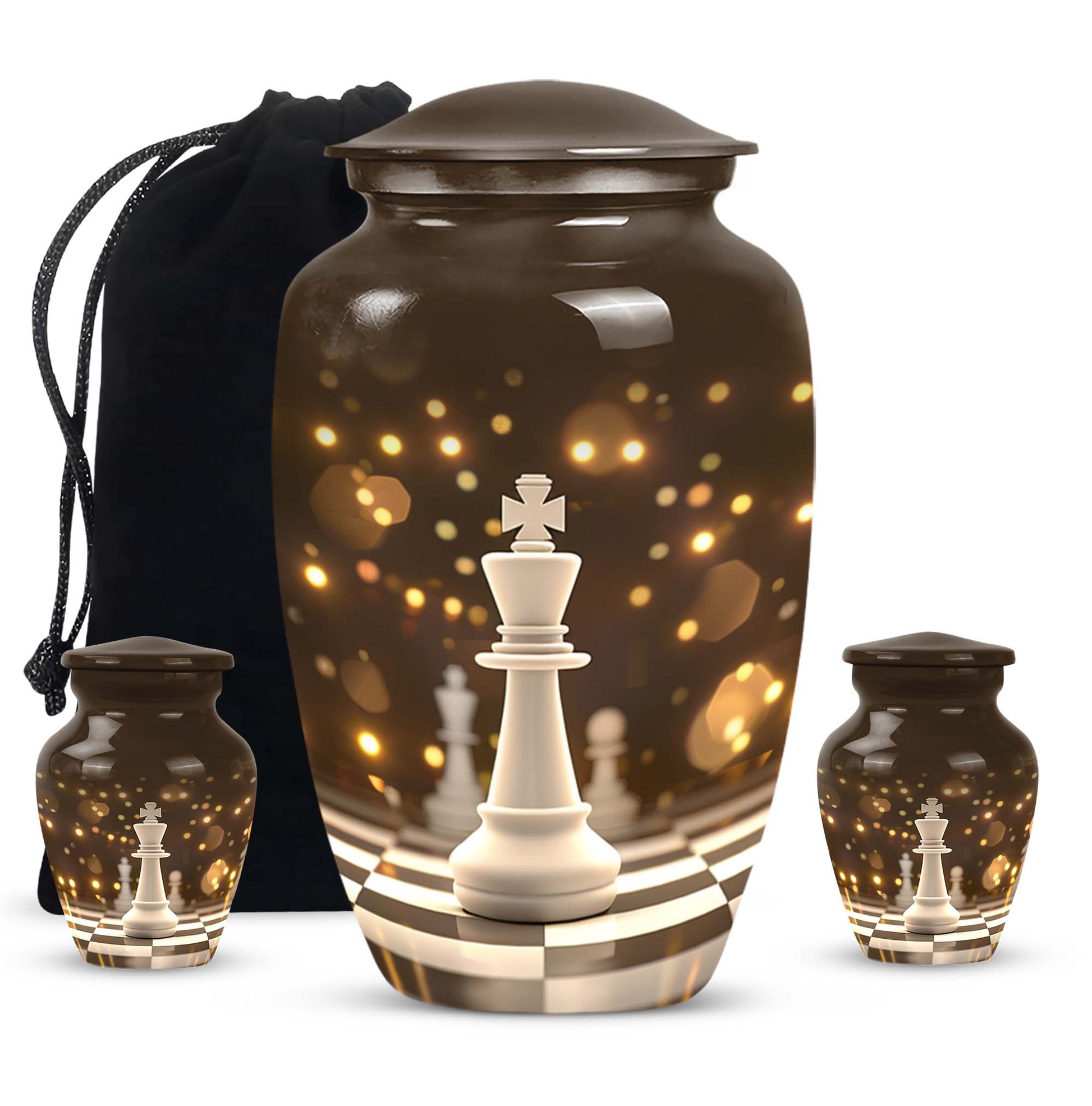 Classic Chess-themed urn.