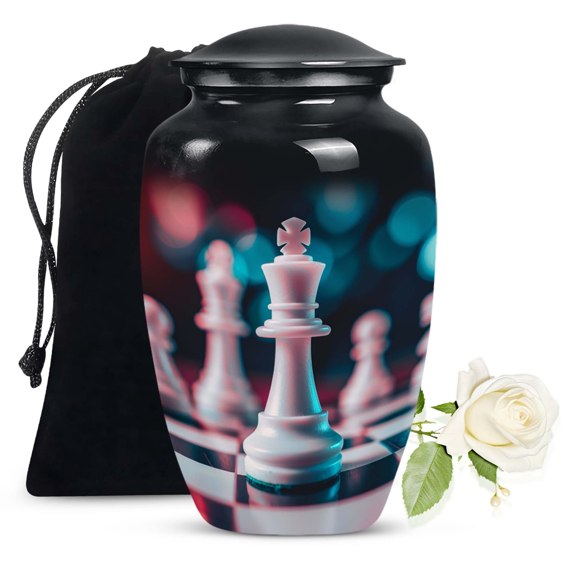 10-Inch Classic Chess Urn, aluminium funeral urn for mom 