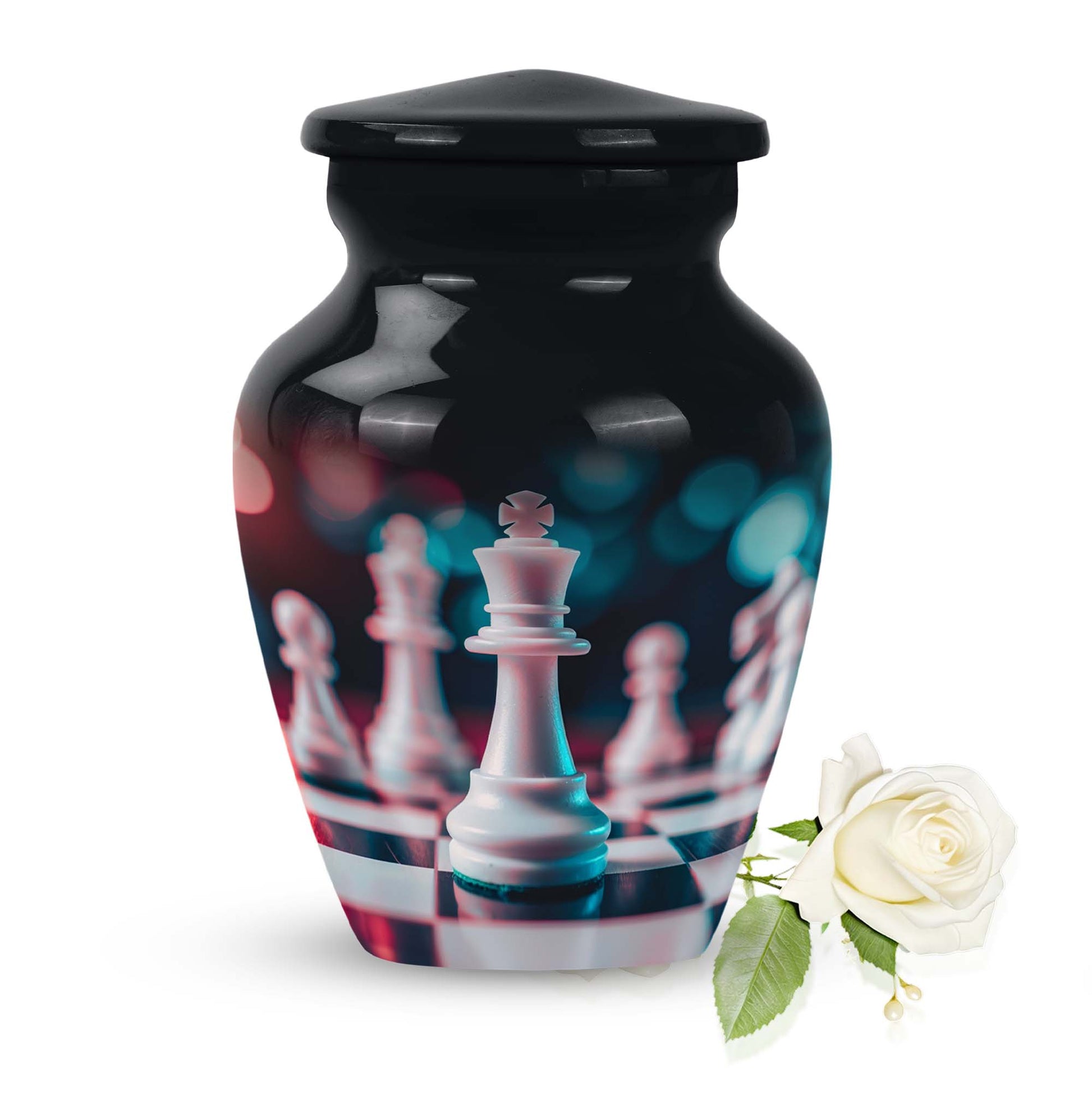 10-Inch Classic Chess Urn, aluminium funeral urn for mom 