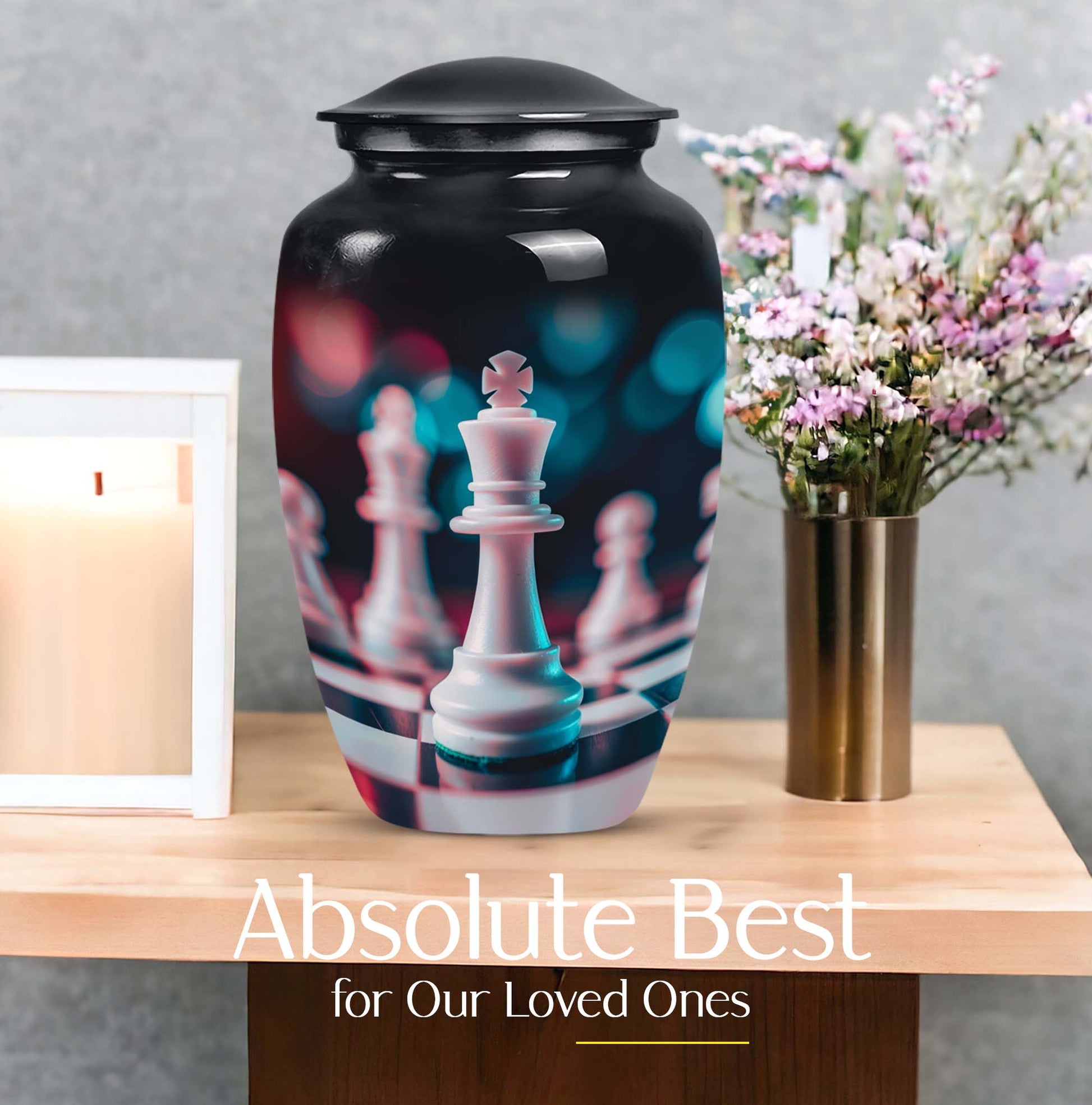 10-Inch Classic Chess Urn, aluminium funeral urn for mom 