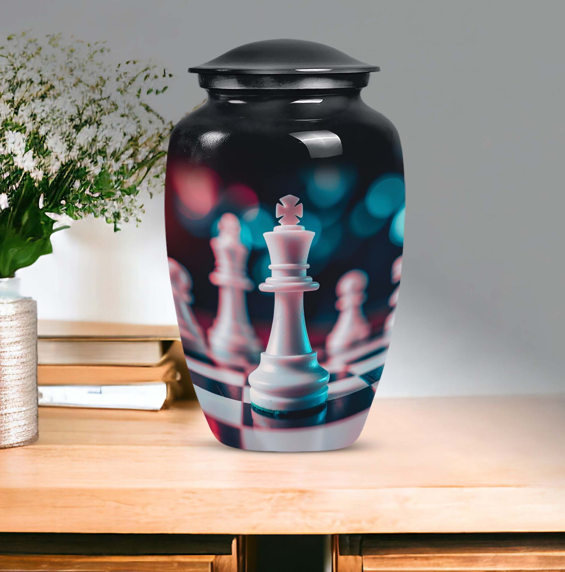 10-Inch Classic Chess Urn, aluminium funeral urn for mom 