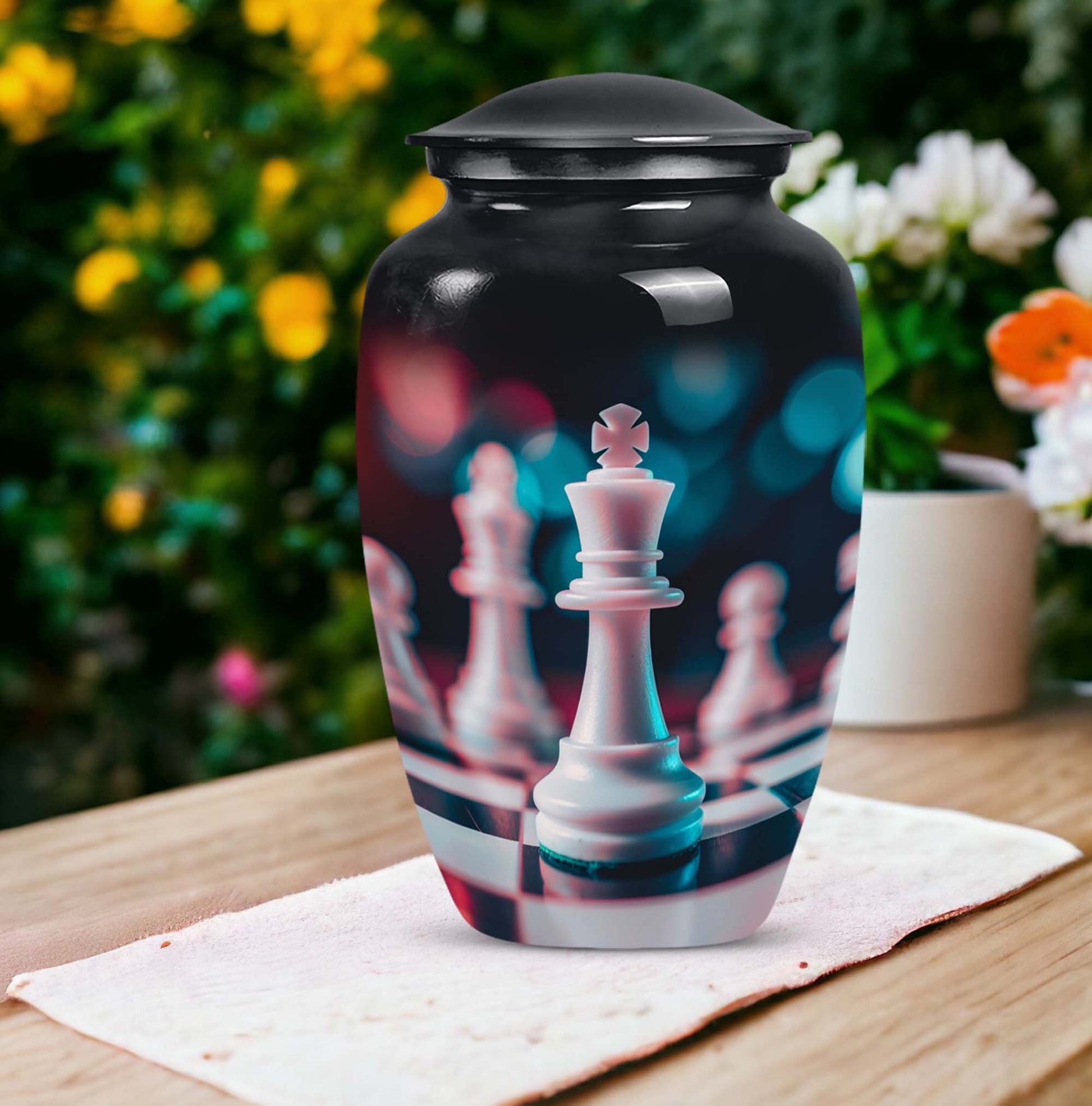 10-Inch Classic Chess Urn, aluminium funeral urn for mom 